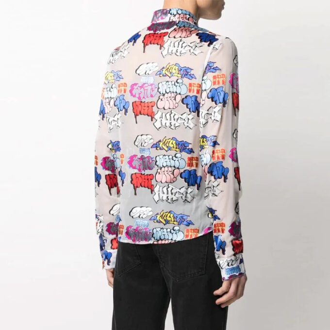 Camisas de manga larga con estampado de logotipo de graffiti SS21