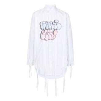 Camisas de manga larga con estampado de logotipo de graffiti SS21, color blanco