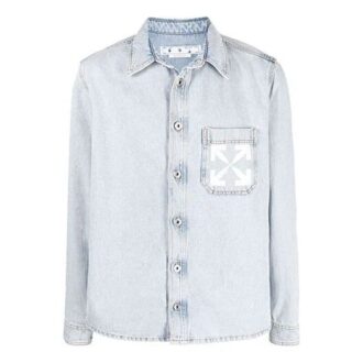 Camisas de manga larga con estampado del logotipo en color liso Azul