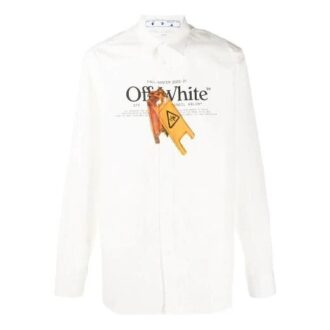 Camisas de manga larga con estampado FW20 para hombre, color blanco