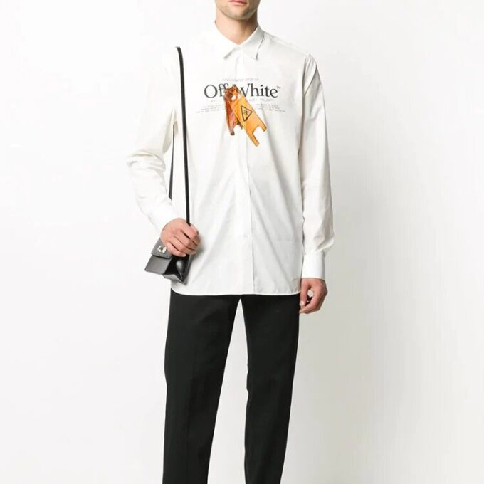 Camisas de manga larga con estampado FW20 para hombre, color blanco