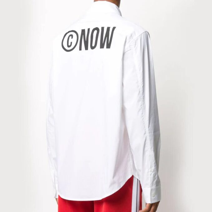 Camisas de manga larga con estampado «Non-Fiction» de la colección Otoño-Invierno 2020 para hombre, color blanco