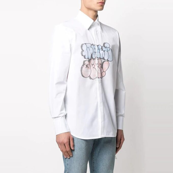 Camisas de manga larga con estampado SS21, color blanco