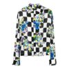 Camisas de manga larga con solapas a cuadros y estampado de flores, versión entallada, color negro