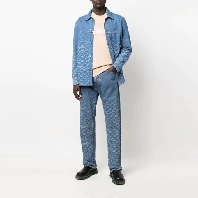 Camisas de manga larga de Denim degradado azul