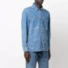 Camisas de manga larga de Denim degradado azul