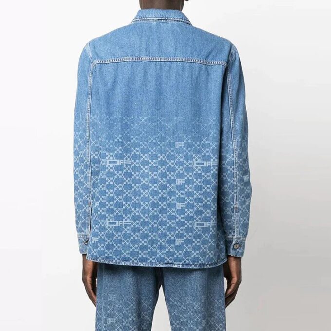 Camisas de manga larga de Denim degradado azul