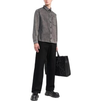 Camisas de manga larga de Denim para hombre Off-White, color marrón