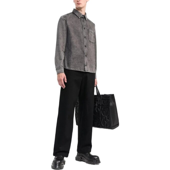 Camisas de manga larga de Denim para hombre Off-White, color marrón
