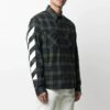 Camisas de manga larga de franela a cuadros con estampado de rayas SS21, verde