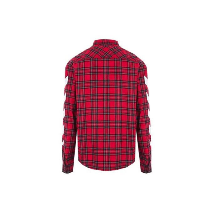 Camisas de manga larga de franela a cuadros de la colección SS21, corte holgado, color rojo
