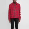 Camisas de manga larga de franela a cuadros de la colección SS21, corte holgado, color rojo