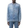 Camisas de manga larga Denim con logo estampado SS22, versión estándar, azul
