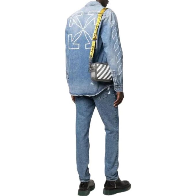 Camisas de manga larga Denim con logo estampado SS22, versión estándar, azul