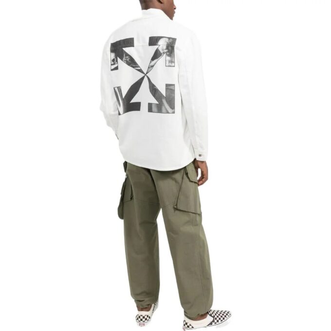 Camisas de manga larga Off-White para hombre FW22 con estampado de flechas, versión en blanco