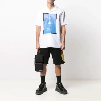 Camisas de pantalón corto con estampado de logotipo SS21, color blanco