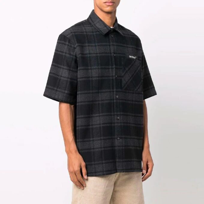 Camisas de Pantalones Cortos a cuadros, negro