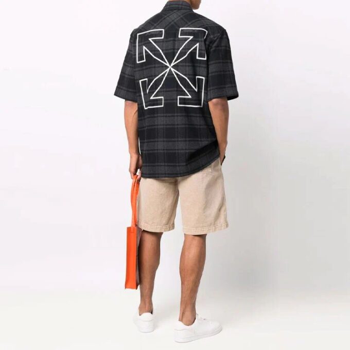 Camisas de Pantalones Cortos a cuadros, negro