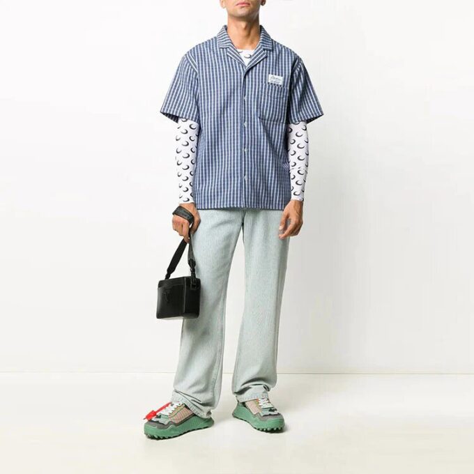 Camisas de Pantalones Cortos con franja del logotipo, versión azul