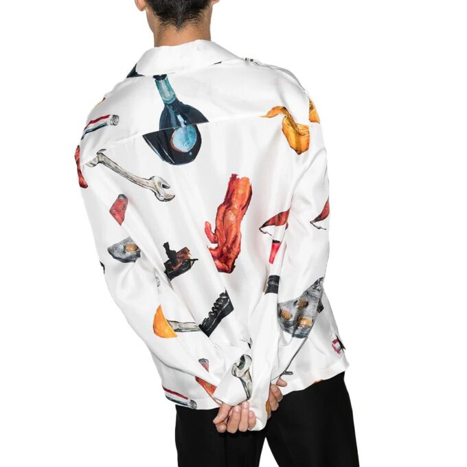 Camisas de seda con apliques Pascal para hombre, color blanco