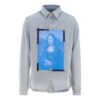 Camisas Denim de manga larga con solapa y estampado SS21, azul
