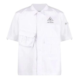 Camisas estampadas pintadas a mano para hombre, blancas