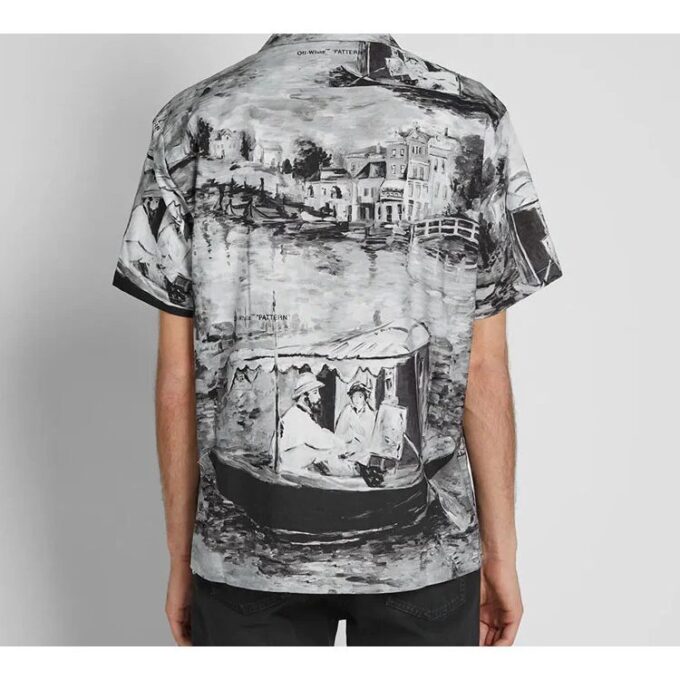 Camisas informales de algodón pequeñas Gris Blanco