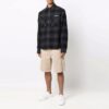 Camisas Off-White para hombre con logo, de franela a cuadros, manga larga y corte holgado, color gris