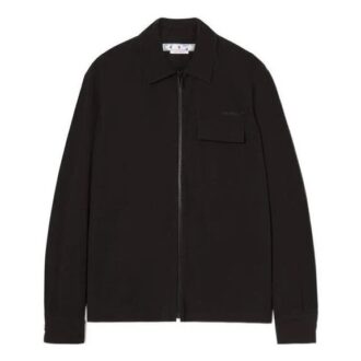 Camisas Off-White para hombre de la colección primavera-verano 2022 con estampado de sarga y logotipo, de color liso y manga larga, en negro