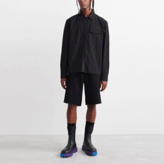 Camisas Off-White para hombre de la colección primavera-verano 2022 con estampado de sarga y logotipo, de color liso y manga larga, en negro