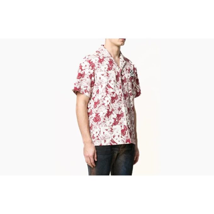 Camisas rojas de manga corta Off-White para hombre C/O VIRGIL ABLOH Flowers