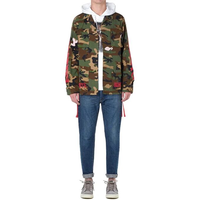 Camisas tipo chaqueta con cinta de camuflaje para hombre