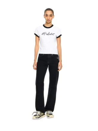 Camiseta ajustada con logotipo bordado en letra cursiva