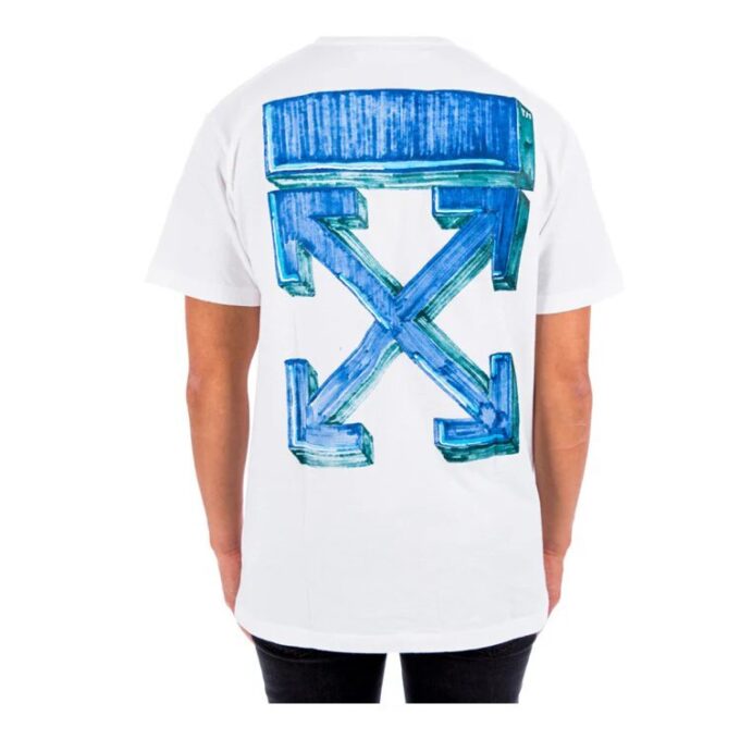 Camiseta ajustada de manga corta Marker «Blanco/Azul»