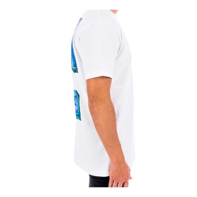 Camiseta ajustada de manga corta Marker «Blanco/Azul»