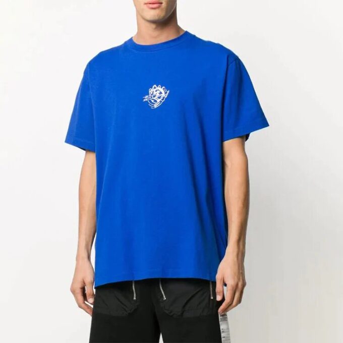 Camiseta azul con estampado de logotipo para hombre de Off-White