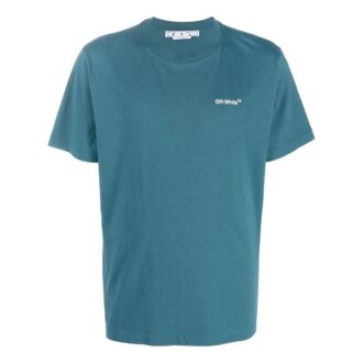 Camiseta azul de manga corta con cuello redondo y estampado de flechas Off-White para hombre, colección Otoño-Invierno 2022, versión estándar