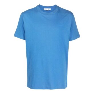 Camiseta azul de manga corta con cuello redondo y estampado de logotipo grande de Off-White para hombre, colección Otoño-Invierno 2022