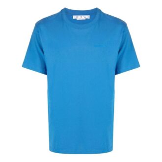 Camiseta azul de manga corta con cuello redondo y estampado liso Off-White para hombre FW22