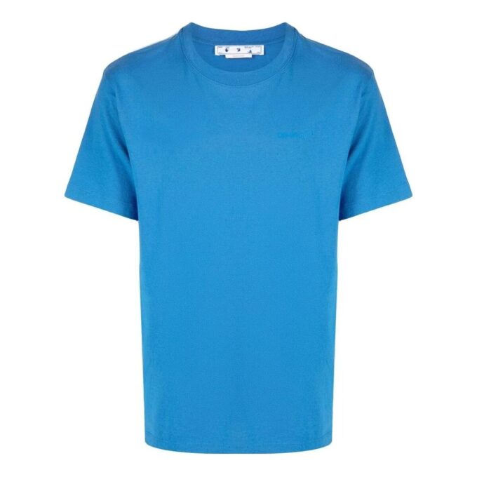 Camiseta azul de manga corta con cuello redondo y estampado liso Off-White para hombre FW22