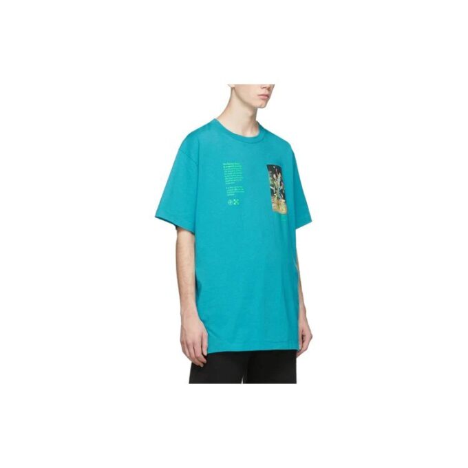 Camiseta azul de manga corta holgada con estampado de esqueleto de Off-White para hombre, C/O VIRGIL ABLOH