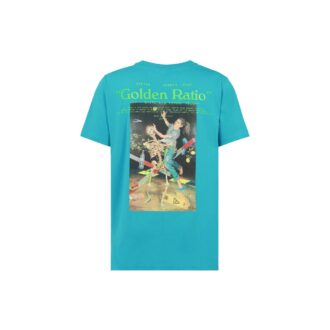 Camiseta azul de manga corta Off-White para hombre con estampado de personaje esquelético de Virgil Abloh, versión estándar