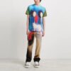 Camiseta azul de pantalón corto y cuello redondo con estampado de pintura en spray Off-White para hombre, colección Otoño-Invierno 2021