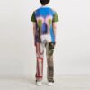 Camiseta azul de pantalón corto y cuello redondo con estampado de pintura en spray Off-White para hombre, colección Otoño-Invierno 2021