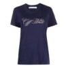 Camiseta azul marino de manga corta y corte ajustado con estampado del logotipo Off-White SS21