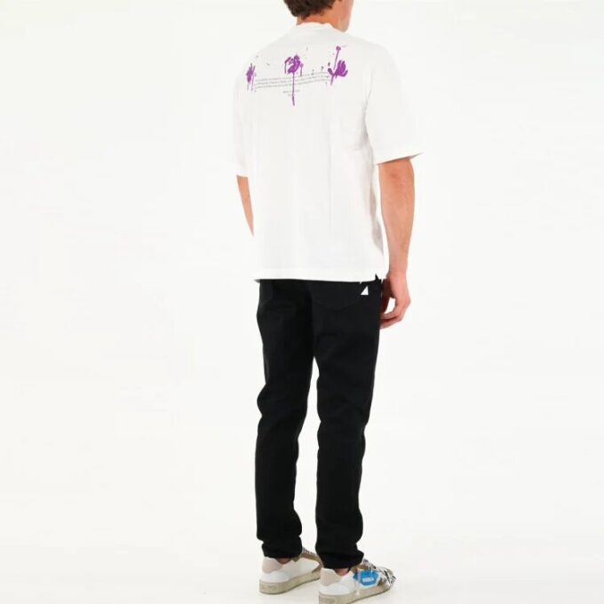 Camiseta blanca de algodón de corte holgado, cuello redondo y manga corta para hombre de Off-White