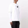 Camiseta blanca de hombre Off-White con estampado de flechas, doble capa en las mangas, manga larga y corte holgado