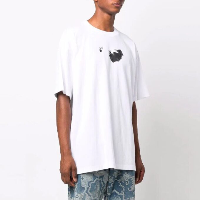 Camiseta blanca de hombre Off-White FW21 de cuello redondo, estampado de flechas, manga corta y corte holgado