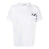 Camiseta blanca de manga corta con cuello redondo y bolsillo con rayas en el pecho para hombre de Off-White