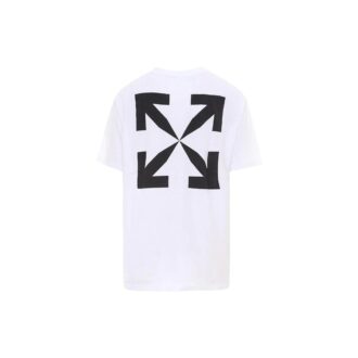 Camiseta blanca de manga corta con cuello redondo y estampado de flecha de la Mona Lisa de Off-White para hombre